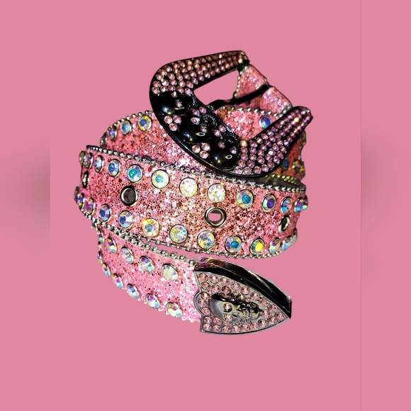 AKIRA Accessories - AKIRA SKULL Pink Rhinestone Embellished Belt